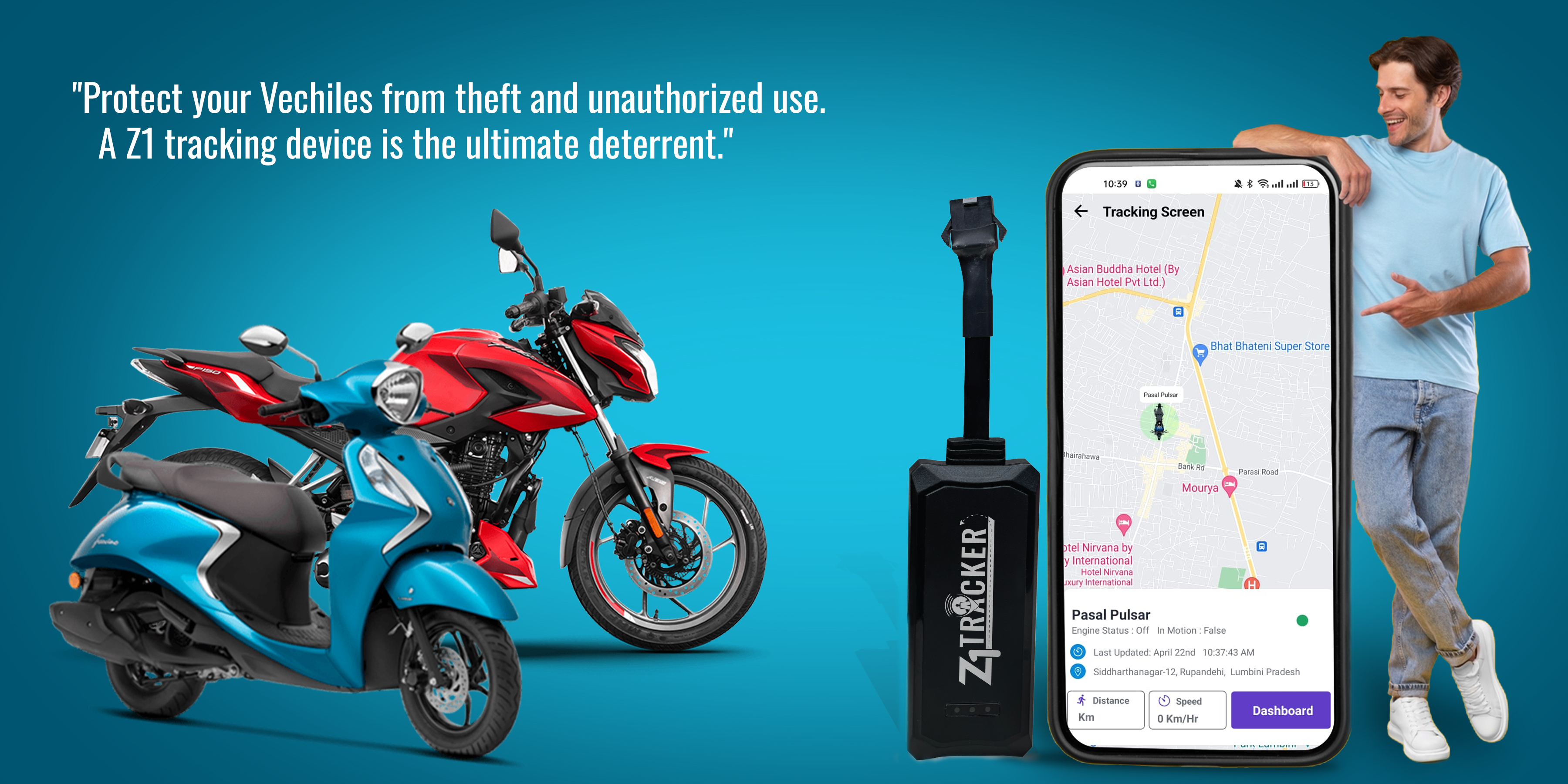 Protect motorbikes and cars from theft with Z1 Tracker